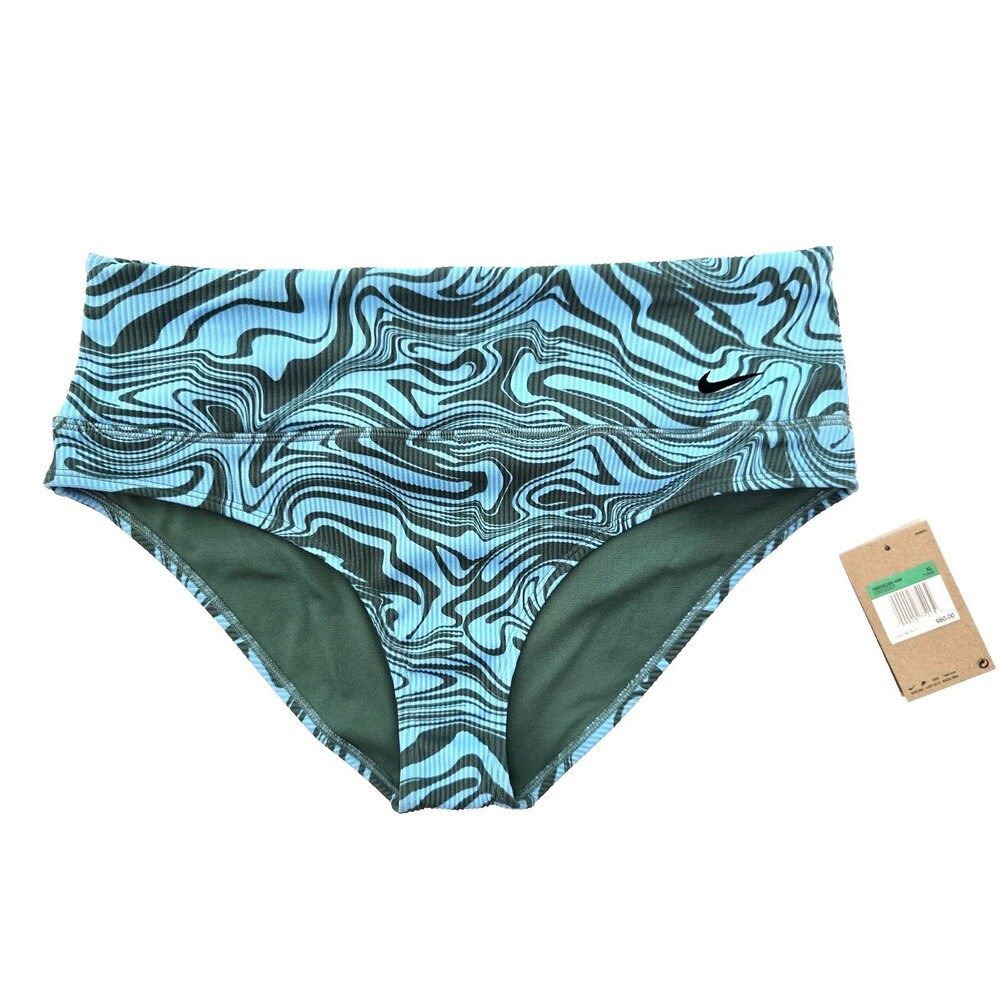 Nike Women's High Rise Swim Bottom Swirl Aquarius Blue Size XL New Tag